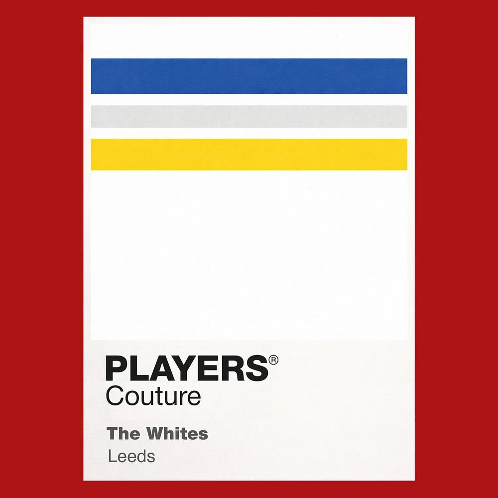 Leeds Home Classic Football Shirt Colours Frame Men's T-Shirt – red close-up detail shot of the Leeds Home Players Couture
