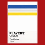 Leeds Home Classic Football Shirt Colours Frame Men's T-Shirt – red close-up detail shot of the Leeds Home Players Couture