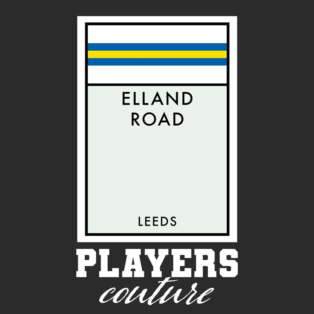 Leeds United Monopoly Card hoodie – black men's hoodie with white Leeds United Monopoly Card letters and Players Couture