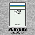 Leeds United Monopoly Card hoodie – grey men's hoodie with black Leeds United Monopoly Card letters and Players Couture logo