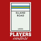 Leeds United Monopoly Card hoodie – red men's hoodie with white Leeds United Monopoly Card letters and Players Couture logo