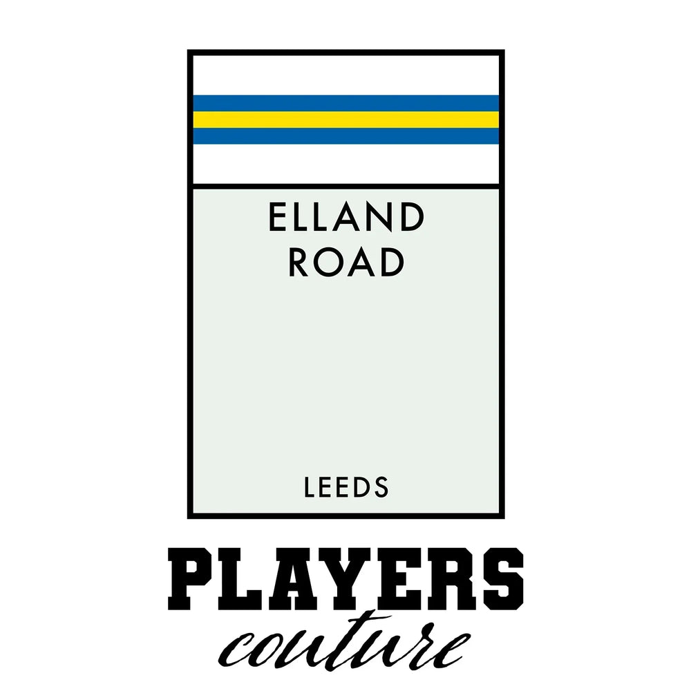 Leeds United Monopoly Card hoodie – white men's hoodie with black Leeds United Monopoly Card letters and Players Couture
