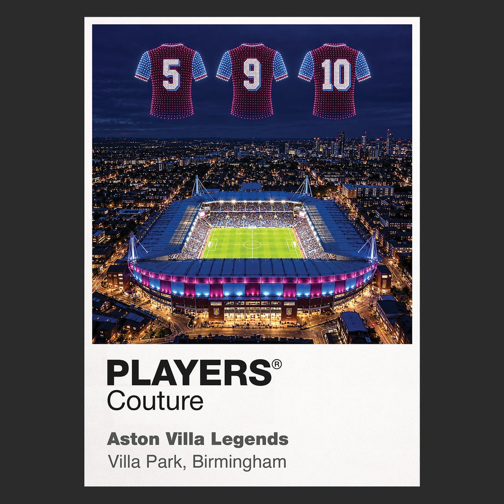 Aston Villa Legends iconic numbers Icons in Lights Frame artwork in black