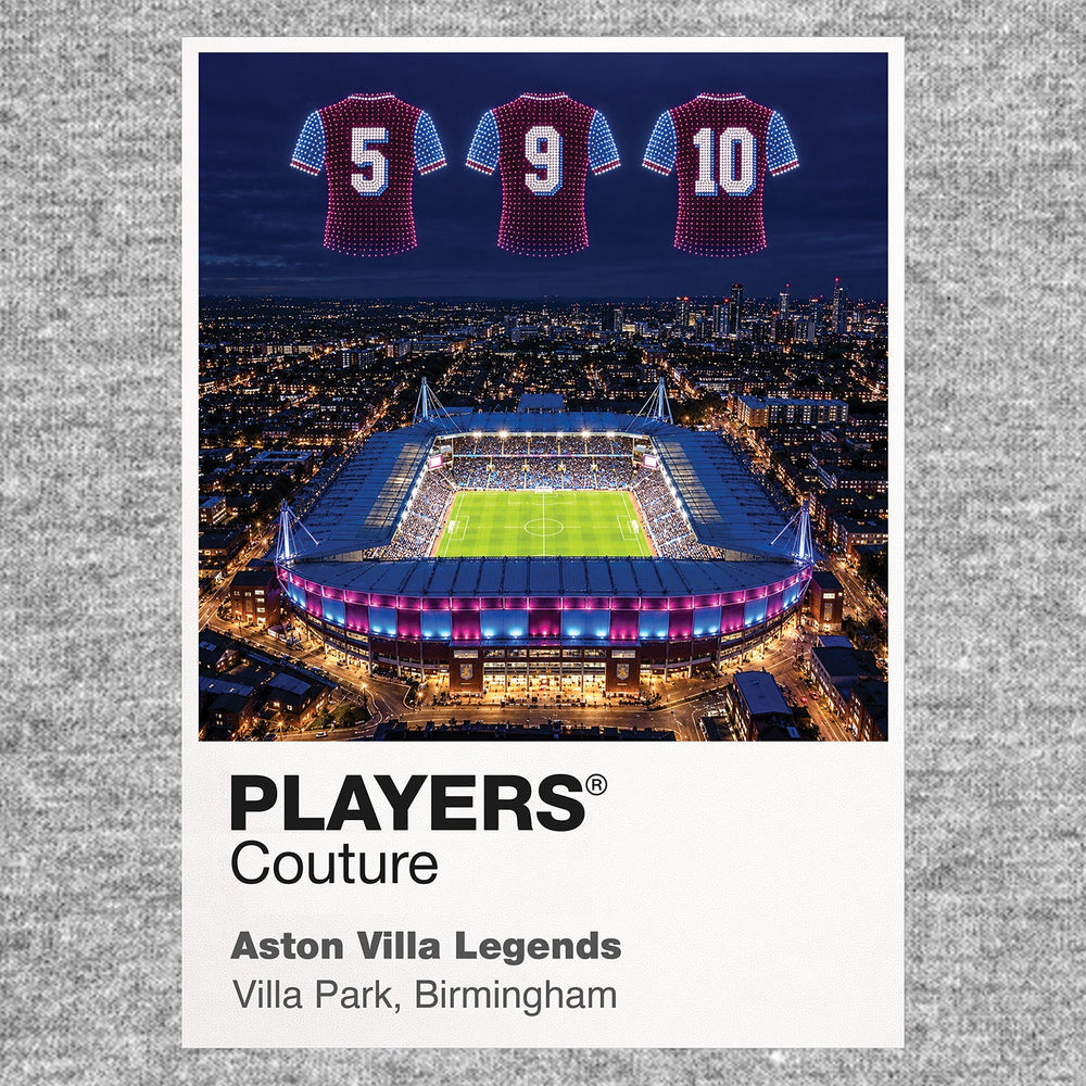 Aston Villa Legends iconic numbers Icons in Lights Frame artwork in grey
