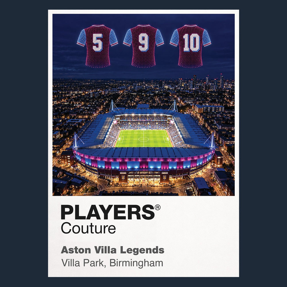 Aston Villa Legends iconic numbers Icons in Lights Frame artwork in navy