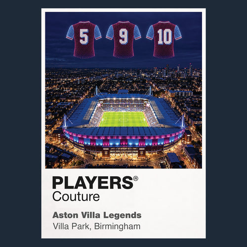 Aston Villa Legends iconic numbers Icons in Lights Frame artwork in navy