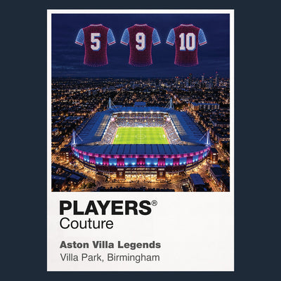 Aston Villa Legends iconic numbers Icons in Lights Frame artwork in navy