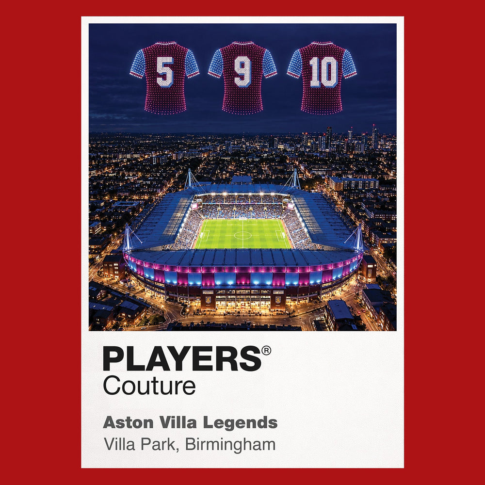 Aston Villa Legends iconic numbers Icons in Lights Frame artwork in red