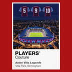 Aston Villa Legends iconic numbers Icons in Lights Frame artwork in red