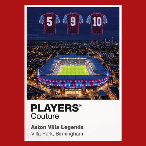 Aston Villa Legends iconic numbers Icons in Lights Frame artwork in red