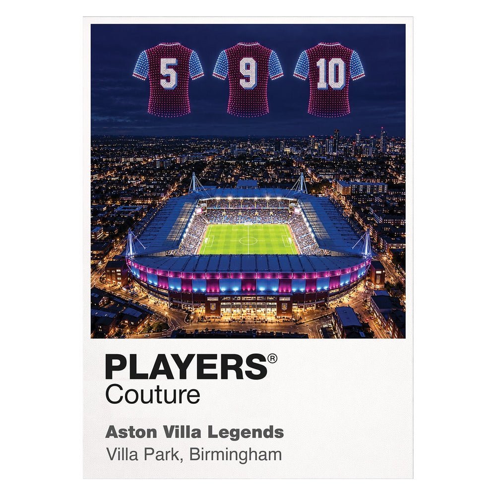Aston Villa Legends iconic numbers Icons in Lights Frame artwork in white