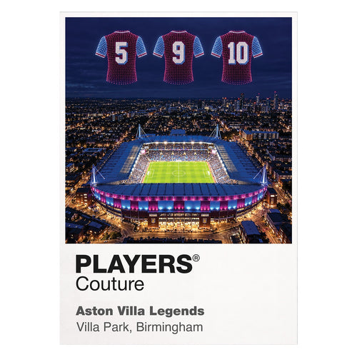 Aston Villa Legends iconic numbers Icons in Lights Frame artwork in white