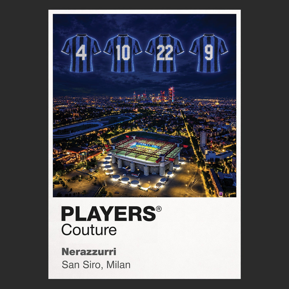 Inter Milan 2010 Treble Legends Icons in Lights Frame artwork in black