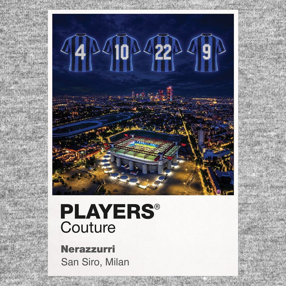 Inter Milan 2010 Treble Legends Icons in Lights Frame artwork in grey