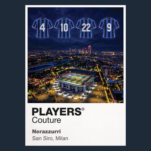 Inter Milan 2010 Treble Legends Icons in Lights Frame artwork in navy