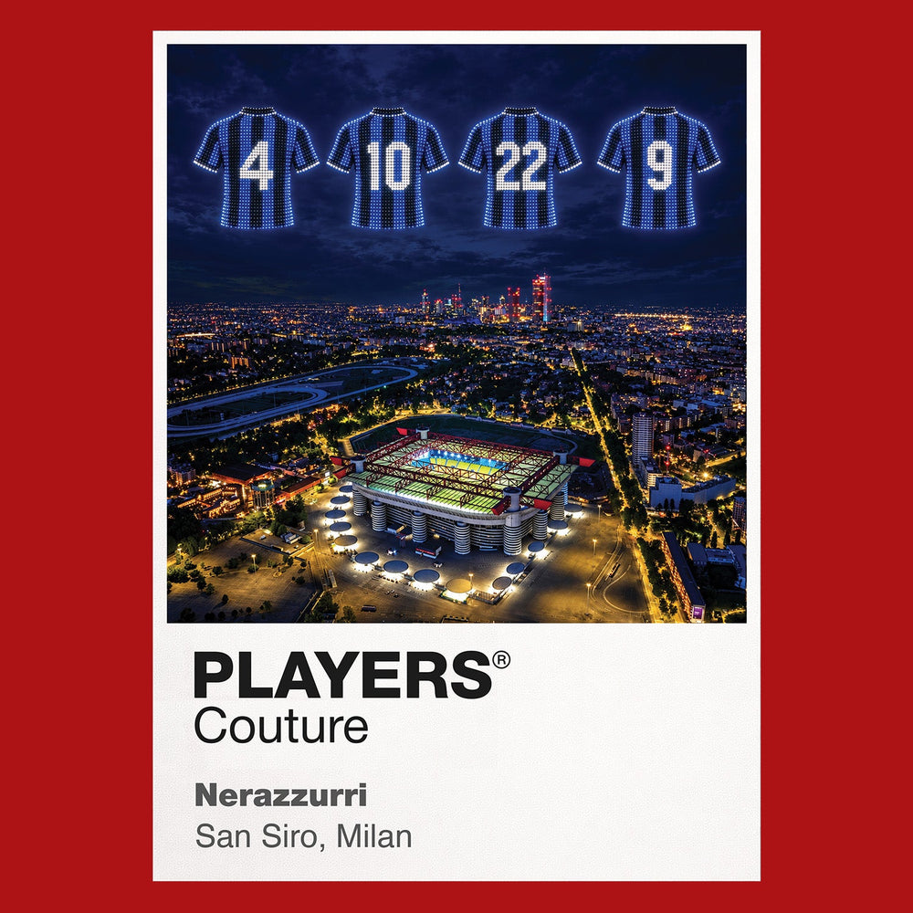 Inter Milan 2010 Treble Legends Icons in Lights Frame artwork in red