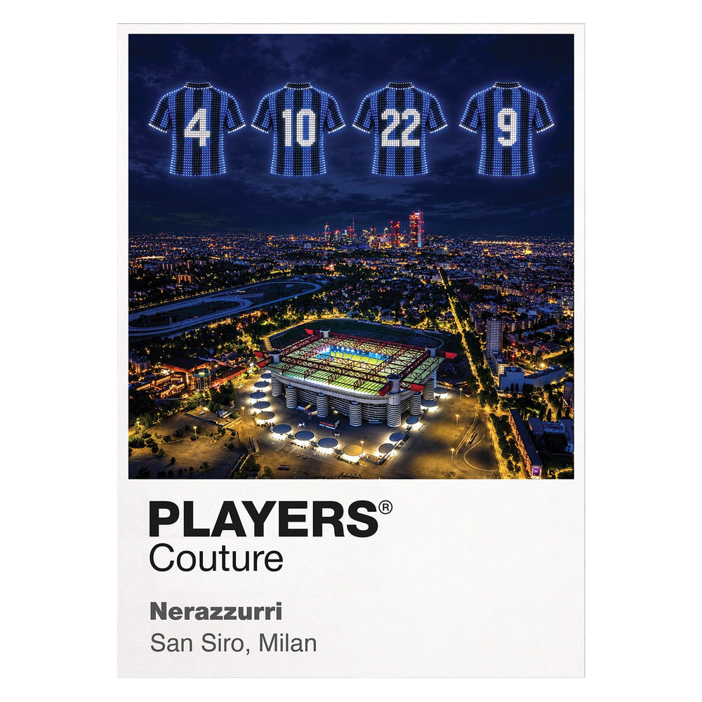 Inter Milan 2010 Treble Legends Icons in Lights Frame artwork in white