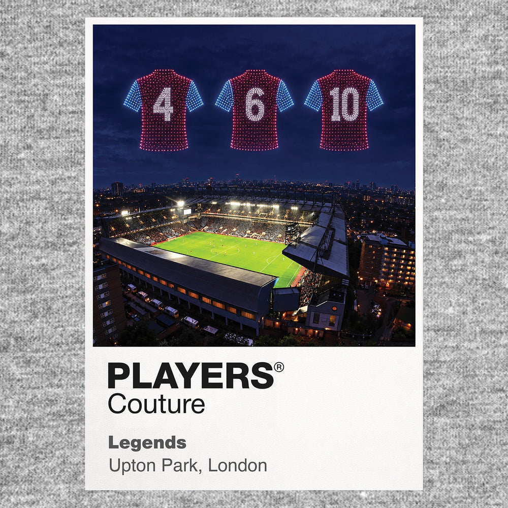 West Ham United Legends Icons in Lights Frame artwork in grey