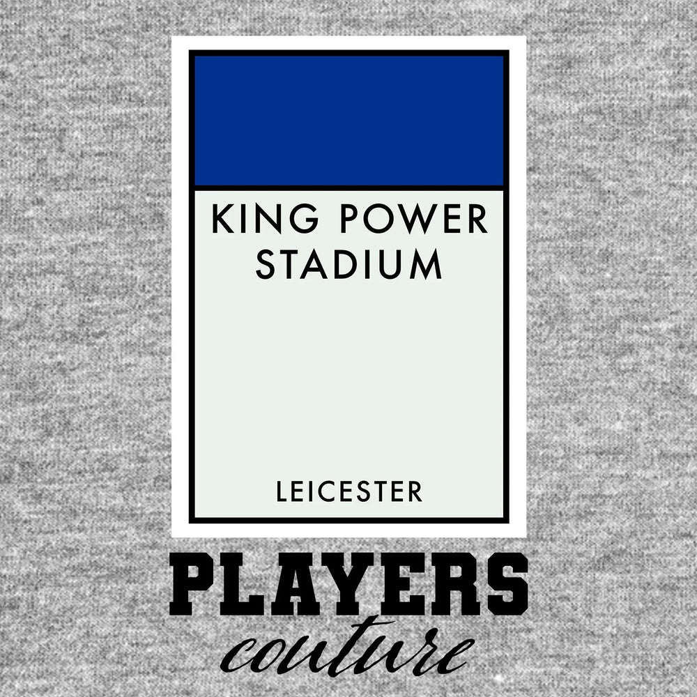 Leicester City Monopoly Card hoodie – grey men's hoodie with black Leicester City Monopoly Card letters and Players Couture