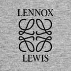 Lennox Lewis Logo Men's Hoodie – grey close-up detail shot of the Lennox Lewis Players Couture logo design