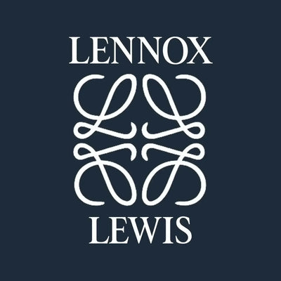 Lennox Lewis Logo Men's Hoodie – navy close-up detail shot of the Lennox Lewis Players Couture logo design