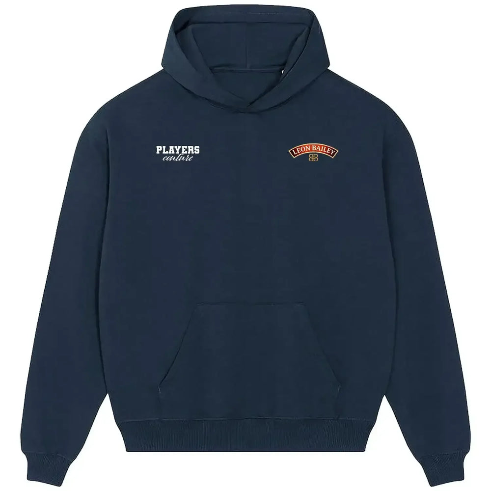 Leon Bailey hoodie – navy men's hoodie featuring the Leon Bailey Players Couture logo