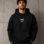 Leon name-print hoodie - black