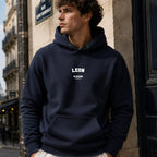 Leon name-print hoodie - navy