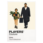 Léon and Mathilda Léon and Mathilda walking together with dark coats, round glasses and the treasured plant Icon Frame artwork on white