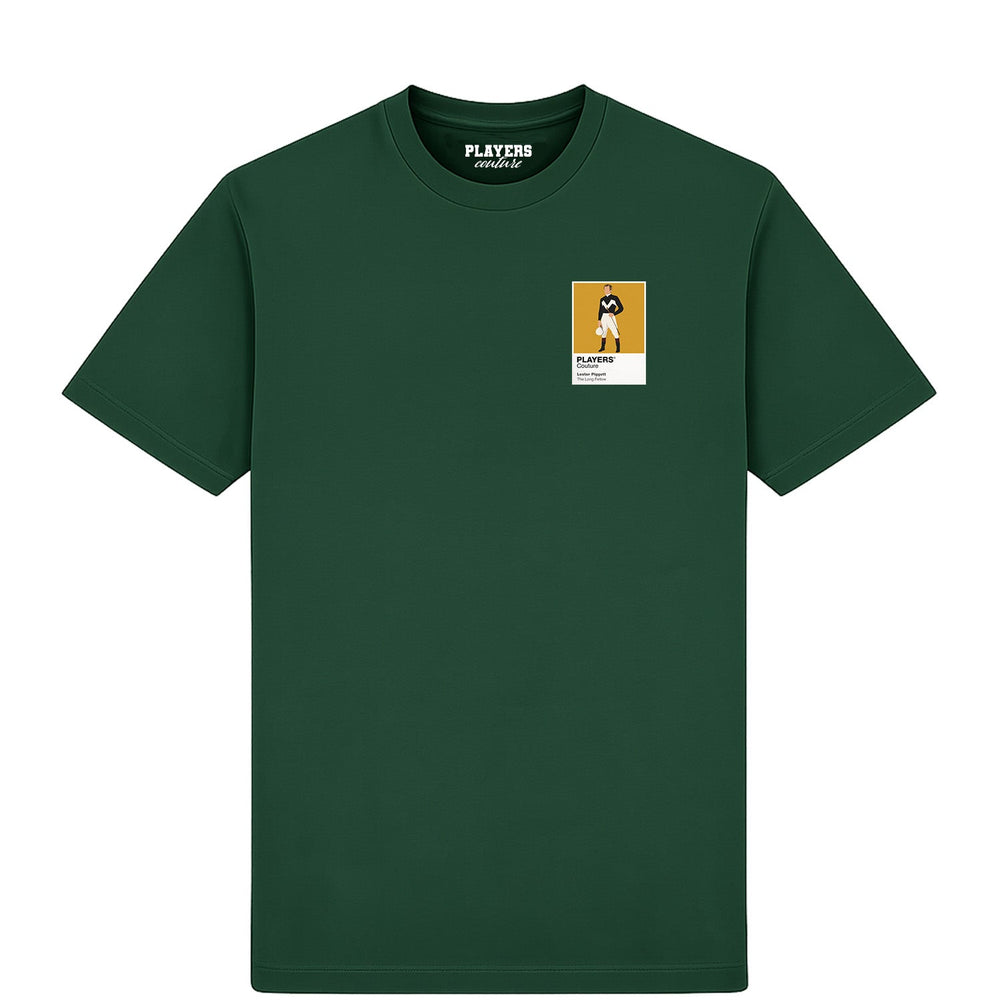 Lester Piggott horse racing T-shirt – mens forest green tshirt view