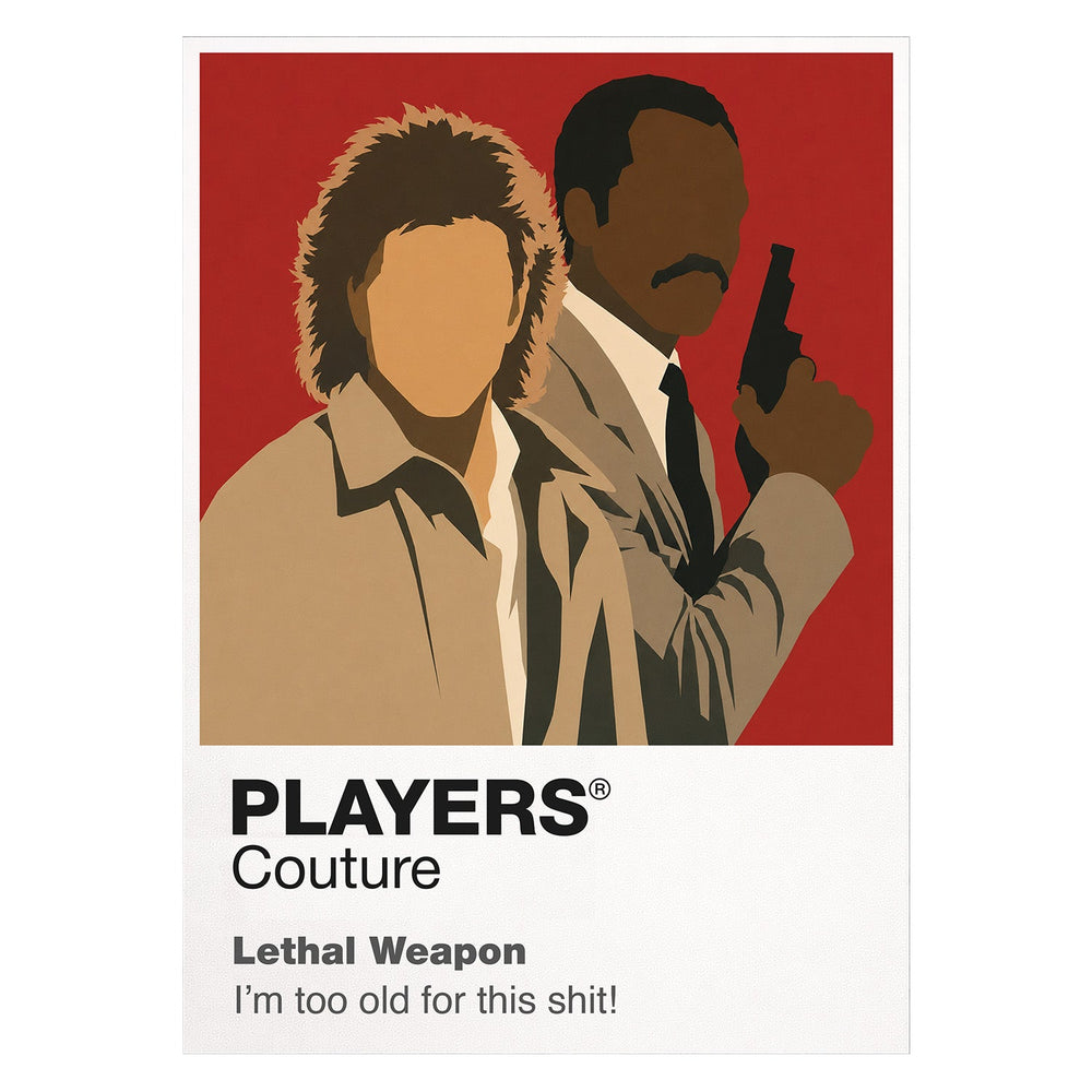 Lethal Weapon Riggs and Murtaugh standing back-to-back as mismatched Los Angeles detectives Icon Frame artwork on white
