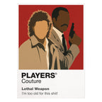 Lethal Weapon Riggs and Murtaugh standing back-to-back as mismatched Los Angeles detectives Icon Frame artwork on white