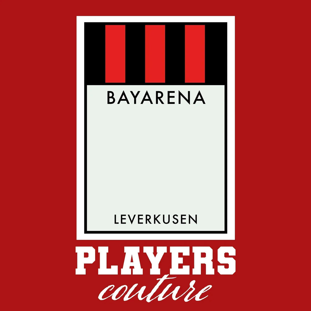 Bayer Leverkusen Monopoly Card hoodie – red men's hoodie with white Bayer Leverkusen Monopoly Card letters and Players