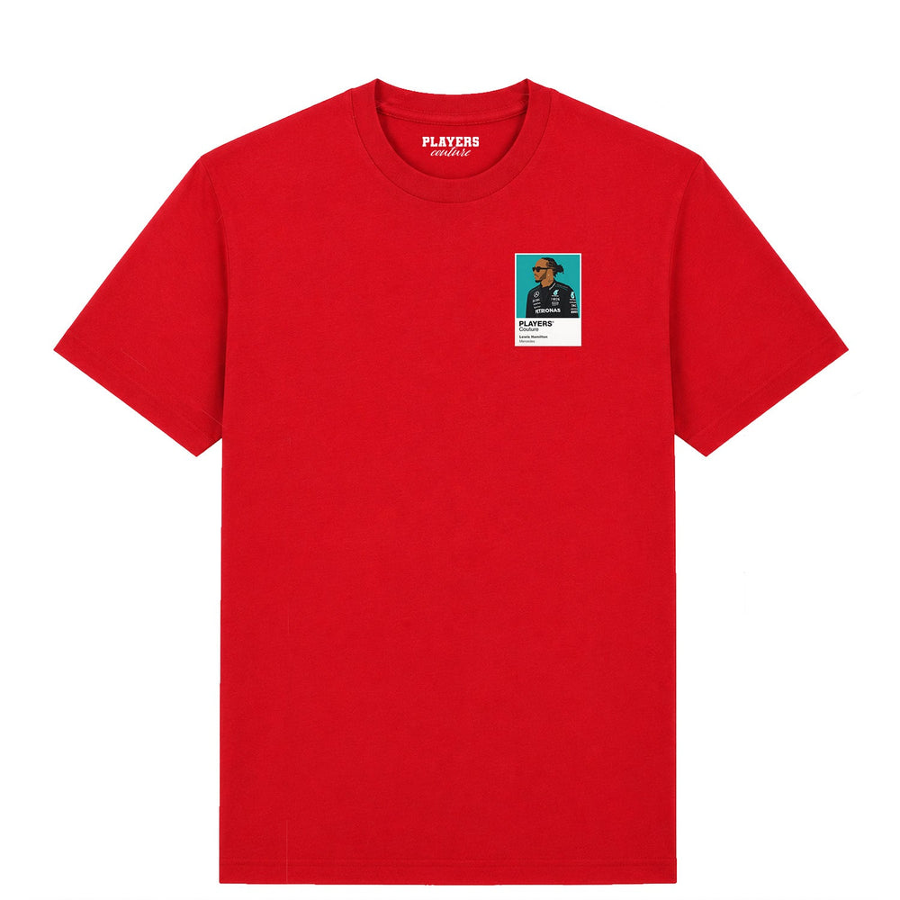 Lewis Hamilton Mercedes Formula 1 T-shirt – mens red tshirt view