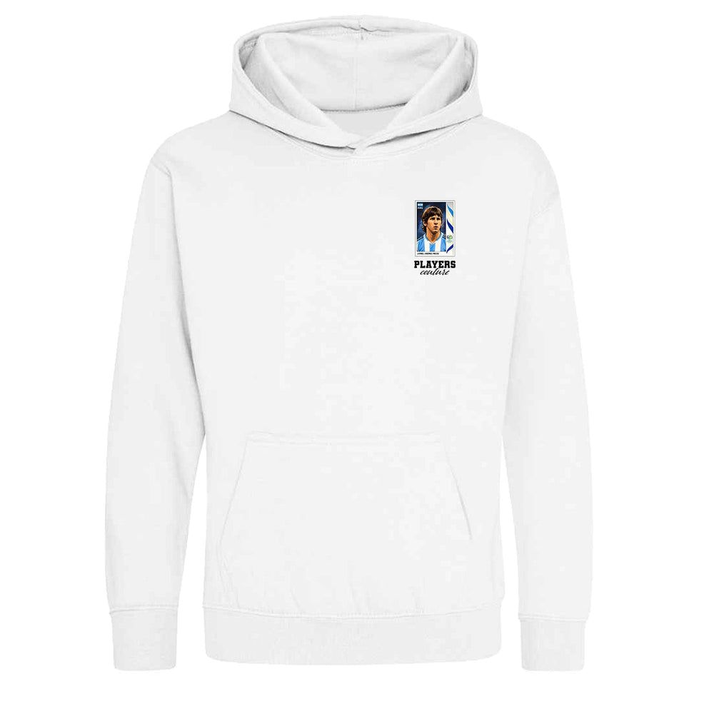 Lionel Messi World Cup Sticker Kids Hoodie – lionel essi 2006 sticker kids white hoodie Players Couture design