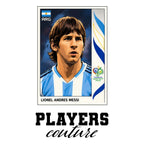 Lionel Messi 2006 World Cup Sticker Men's T-Shirt – white close-up detail shot of the Lionel Messi Players Couture logo