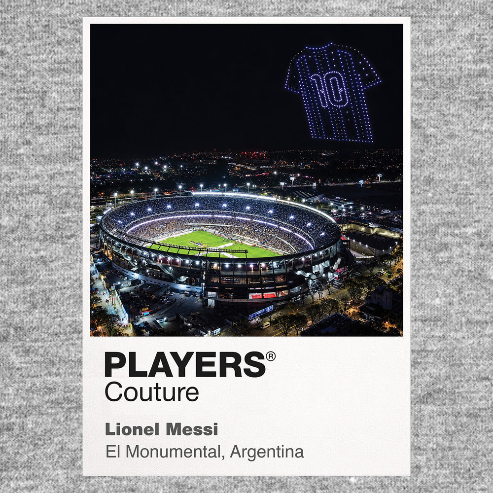 Lionel Messi Argentina number 10 Icons in Lights Frame artwork in grey