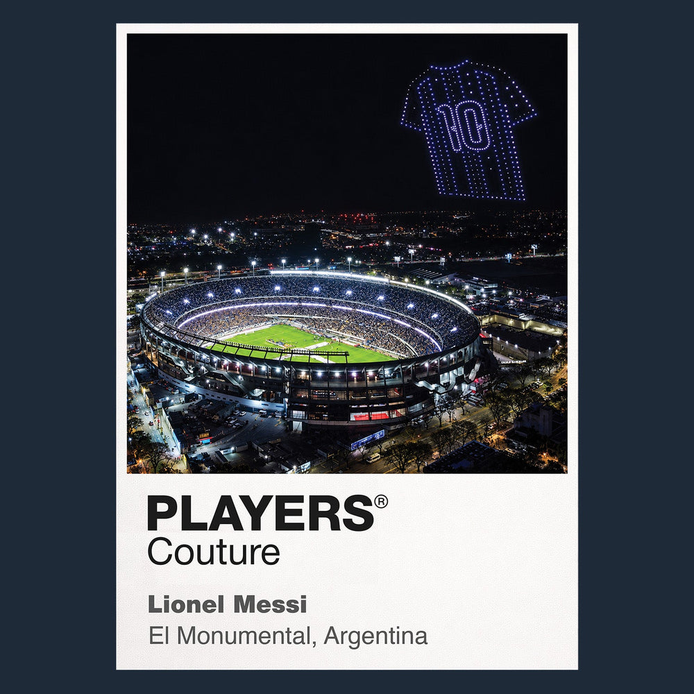 Lionel Messi Argentina number 10 Icons in Lights Frame artwork in navy