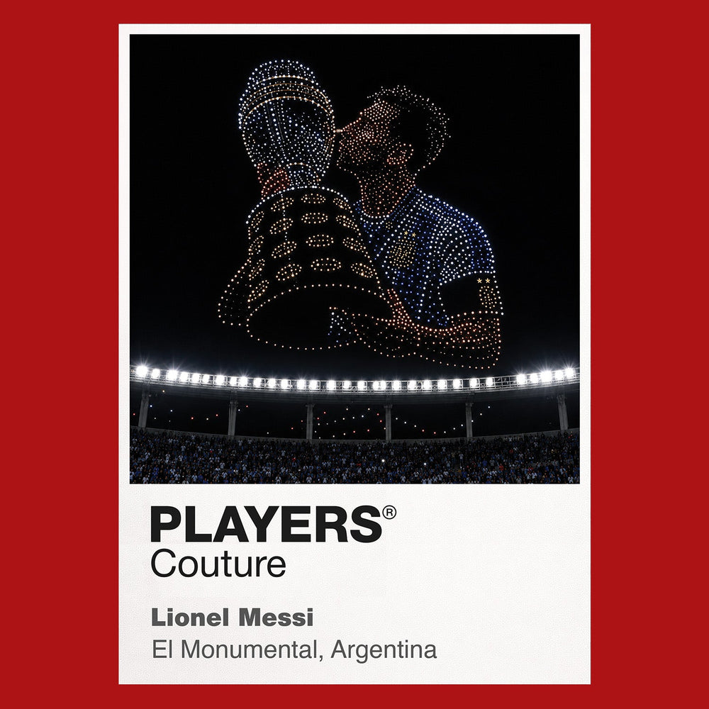 Lionel Messi Argentina number 10 World Cup trophy Icons in Lights Frame artwork in red