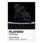 Lionel Messi Argentina number 10 World Cup trophy Icons in Lights Frame artwork in white