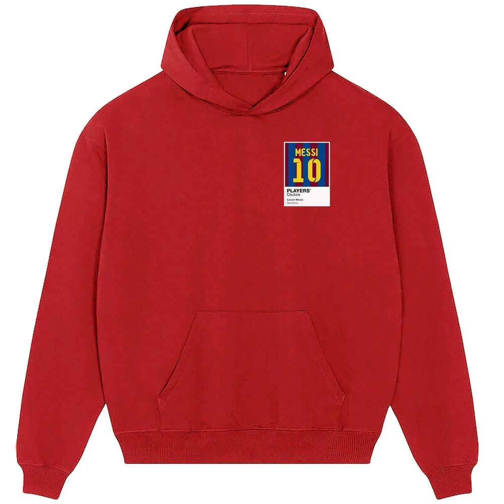 Lionel Messi 10 Barcelona Football hoodie – red men's hoodie featuring the Lionel Messi 10 Barcelona Football Players