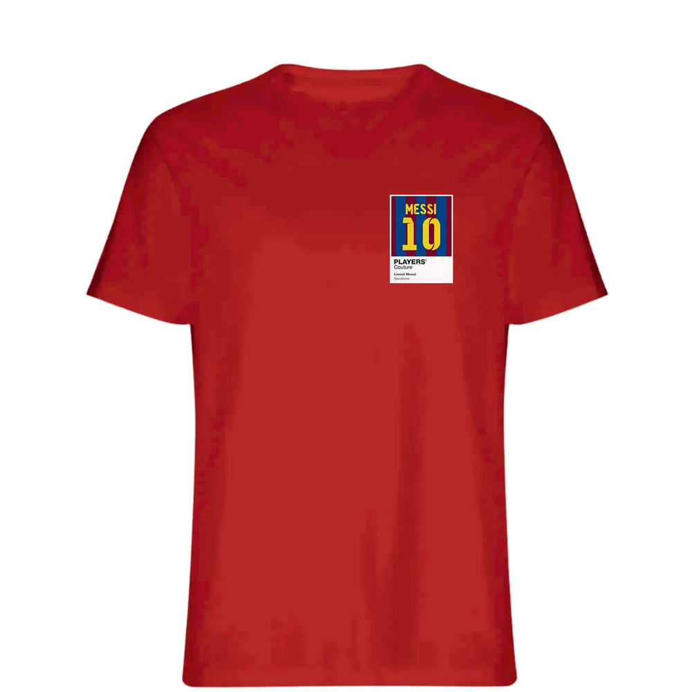 Lionel Messi 10 Barcelona Football t-shirt – red men's t-shirt featuring the Lionel Messi 10 Barcelona Football Players