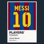 Lionel Messi 10 Barcelona Football Shirt Frame Men's Hoodie – navy close-up detail shot of the Lionel Messi Players Couture