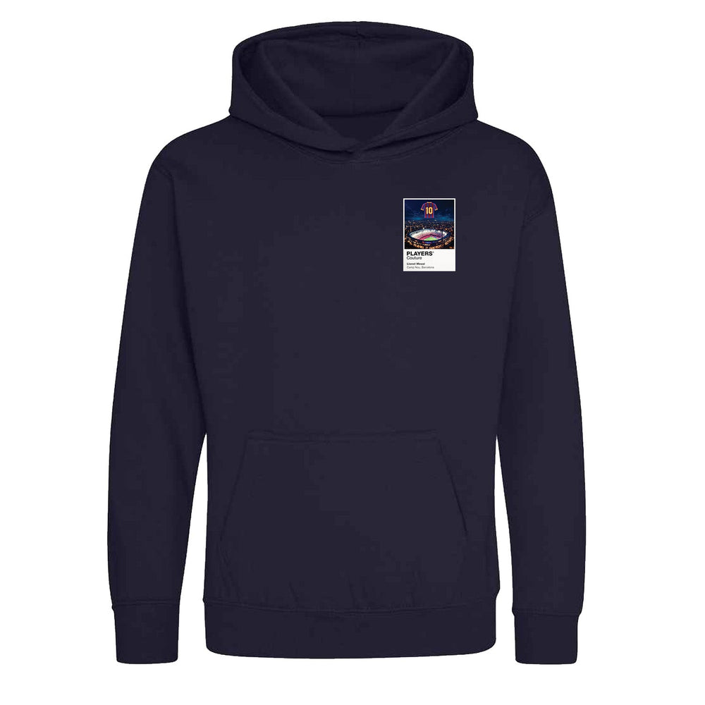 Lionel Messi Barcelona Icons in Lights Frame Kids Hoodie in Navy