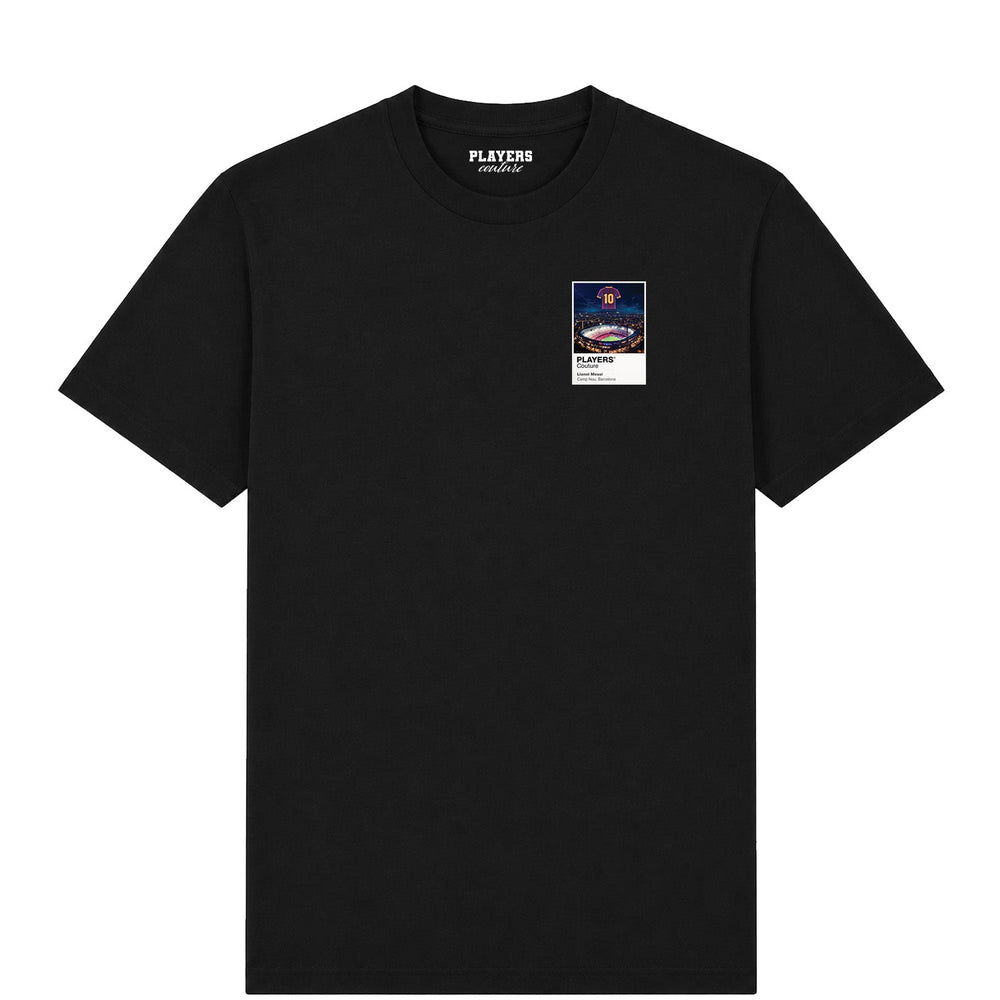 Lionel Messi Barcelona Icons in Lights Frame Men's T-Shirt in Black