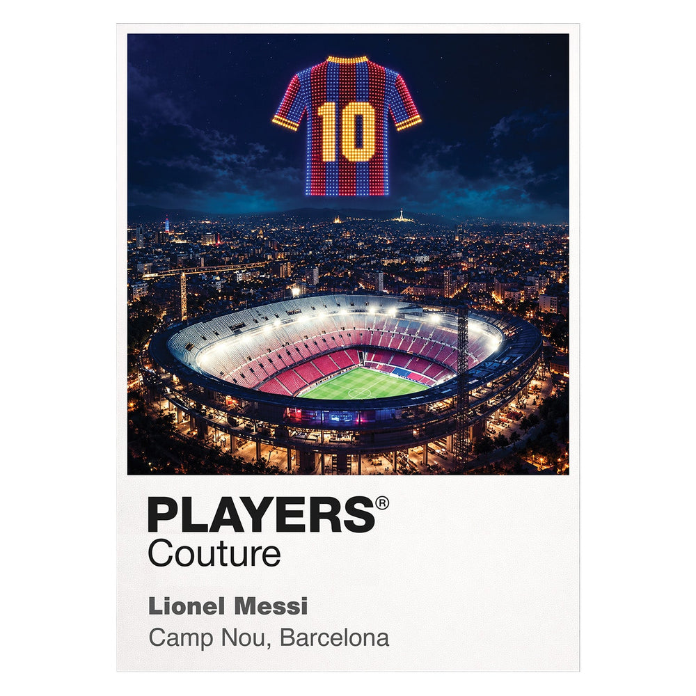Lionel Messi Barcelona number 10 Icons in Lights Frame artwork in white