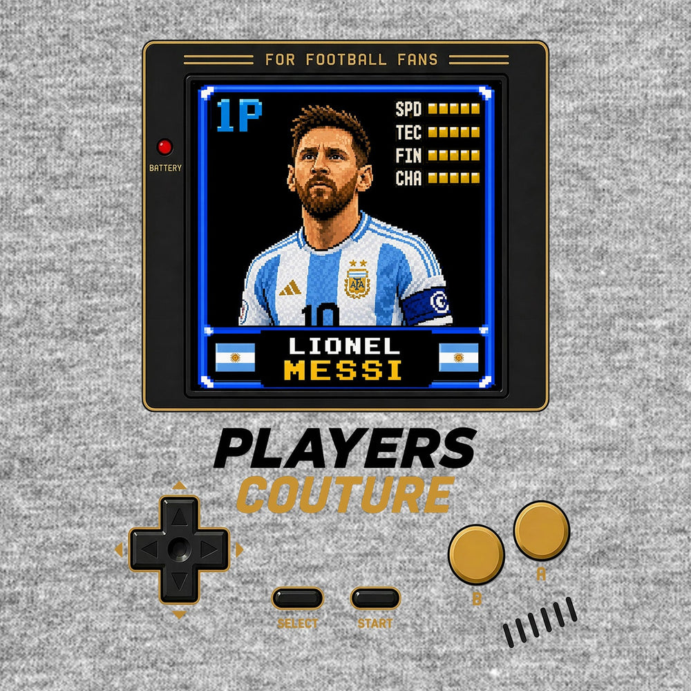 Lionel Messi 1P 8-Bit t-shirt retro gaming design by Players Couture