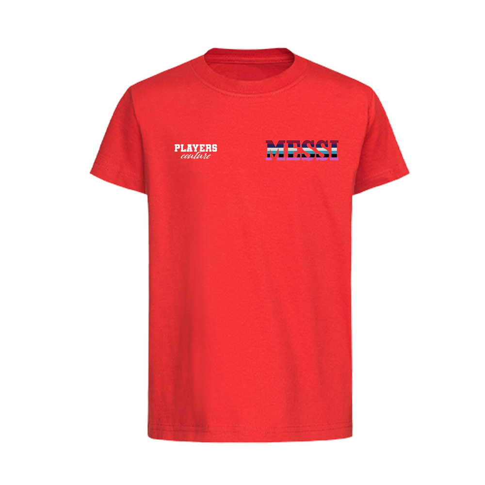 Lionel Messi Logo 1 Players Couture Kids T-Shirt Red
