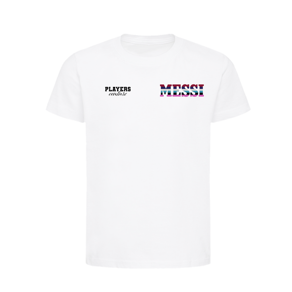 Lionel Messi Logo 1 Players Couture Kids T-Shirt White