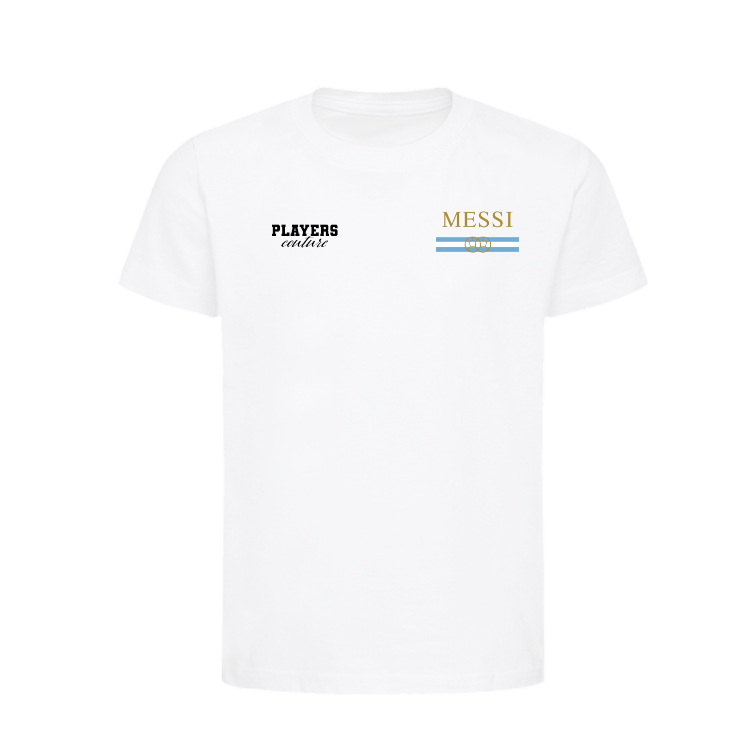 Lionel Messi Flag Logo Players Couture Kids T-Shirt White